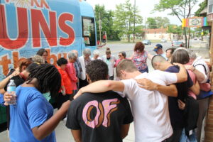 Nuns on the Bus gathered in prayer in 2016 in Toledo, OH