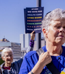 Rally attendees in Freedom Park in Pittsburgh, PA