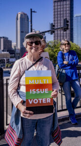 Rally attendees in Freedom Park in Pittsburgh, PA