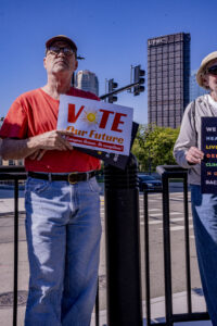 A Vote Our Future rally attendee in Pittsburgh, PA