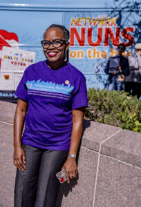 Rev Anne Marie Mingo at the Nuns on the Bus Pittsburgh Rally