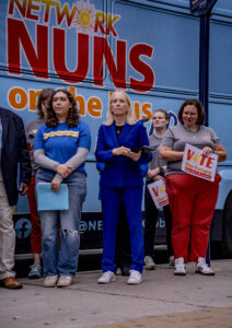 Congresswoman Mary Gay Scanlon (PA-02), stands during the rally