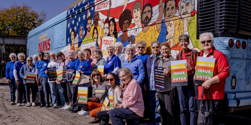 Past bus riders join the Nuns on the Bus & Friends in Chicago for a reunion on Oct. 9.