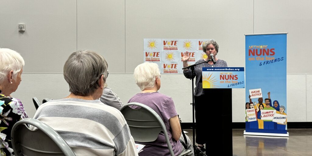 Sr. Deirdre Griffin, SSJ speaks at the Town Hall in Las Vegas, NV